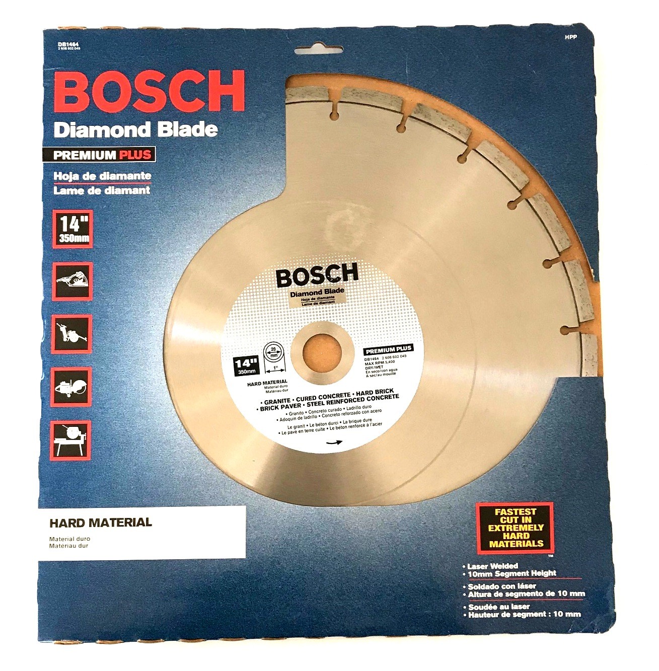 BOSCH 14" DIAMOND CIRCULAR SAW BLADE HARD MATERIAL GRANITE BRICK WET/DRY DB1464