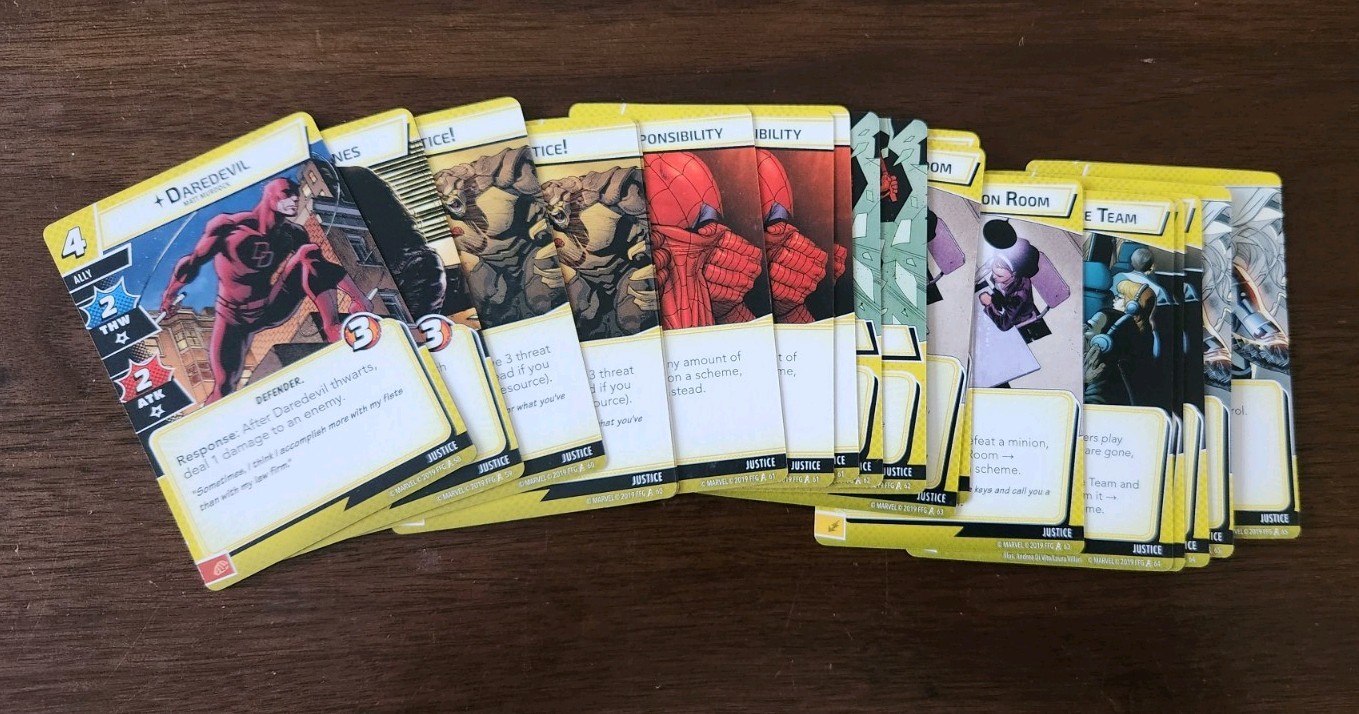 Marvel Champions Justice Aspect Cards From Core Set Box Replacement Cards