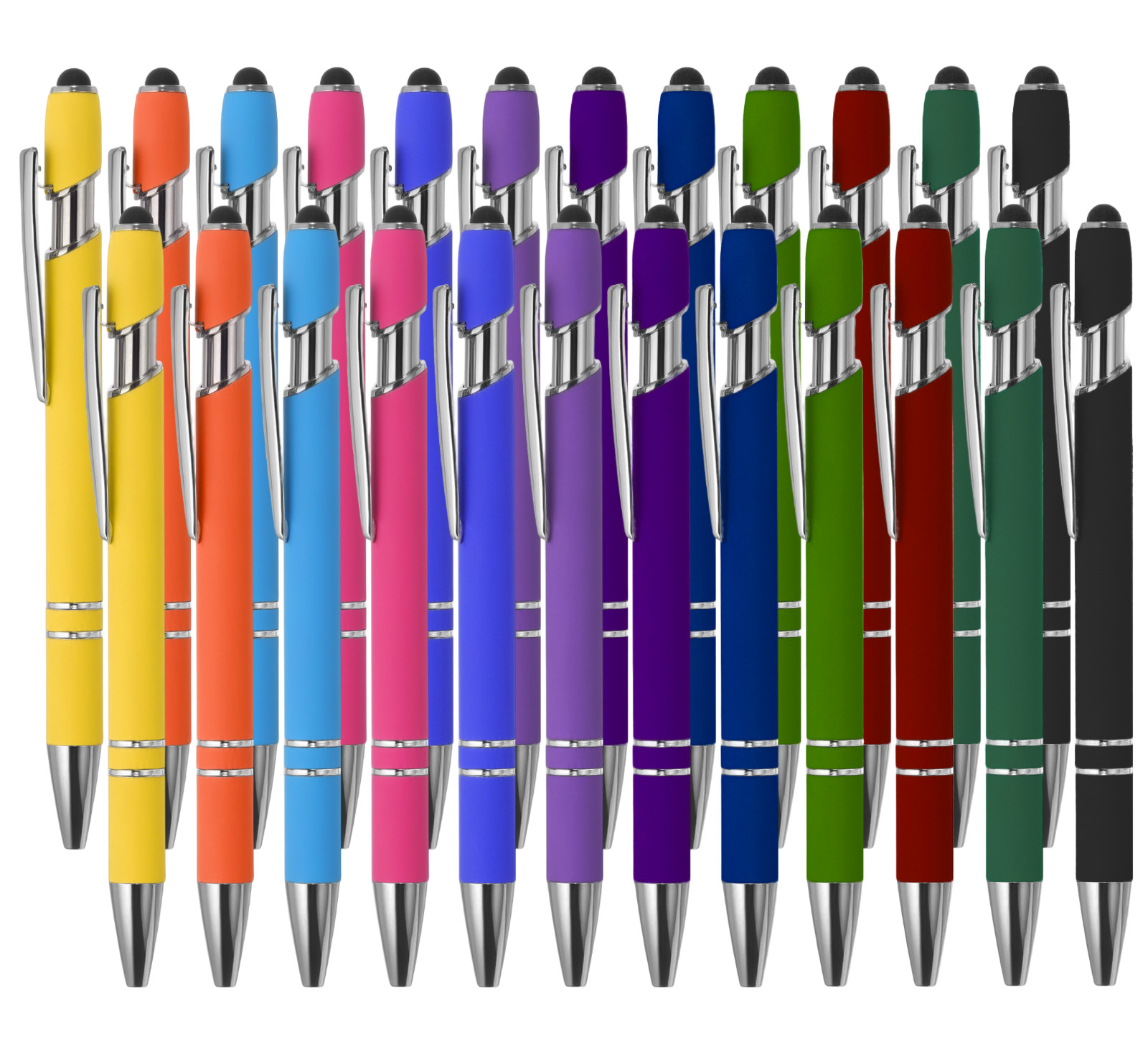 24 Pack Stylus Pens for Touch Screens - Universal 2 in 1 Stylus Black Ink Pen
