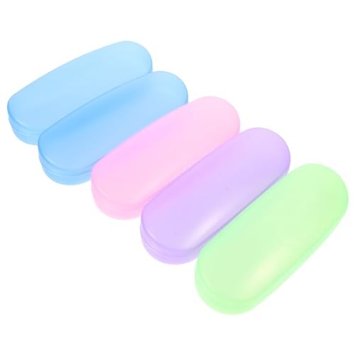 5-Pack Portable Clear Plastic Eyeglass Cases Hard Shell Transparent Glasses