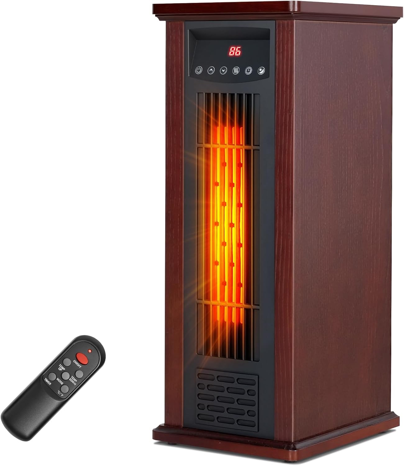 LifePlus Infrared Space Heater, 1500 Electric Heater for Large Dark Walnut