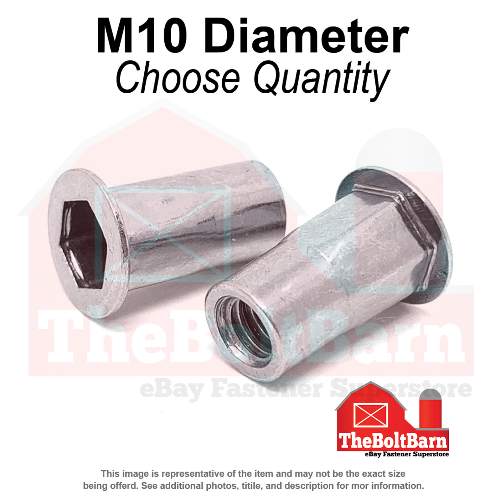 M10-1.5 Aluminum Hex Rivet Nuts Plain (Choose Quantity)