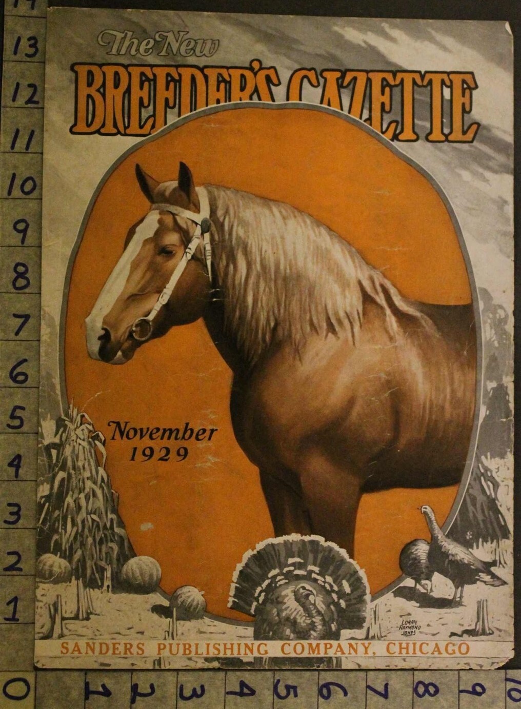 1929 LORAN RAYMOND JONES EQUESTRIAN HORSE THANKSGIVING HOLIDAY ART COVER COV1178