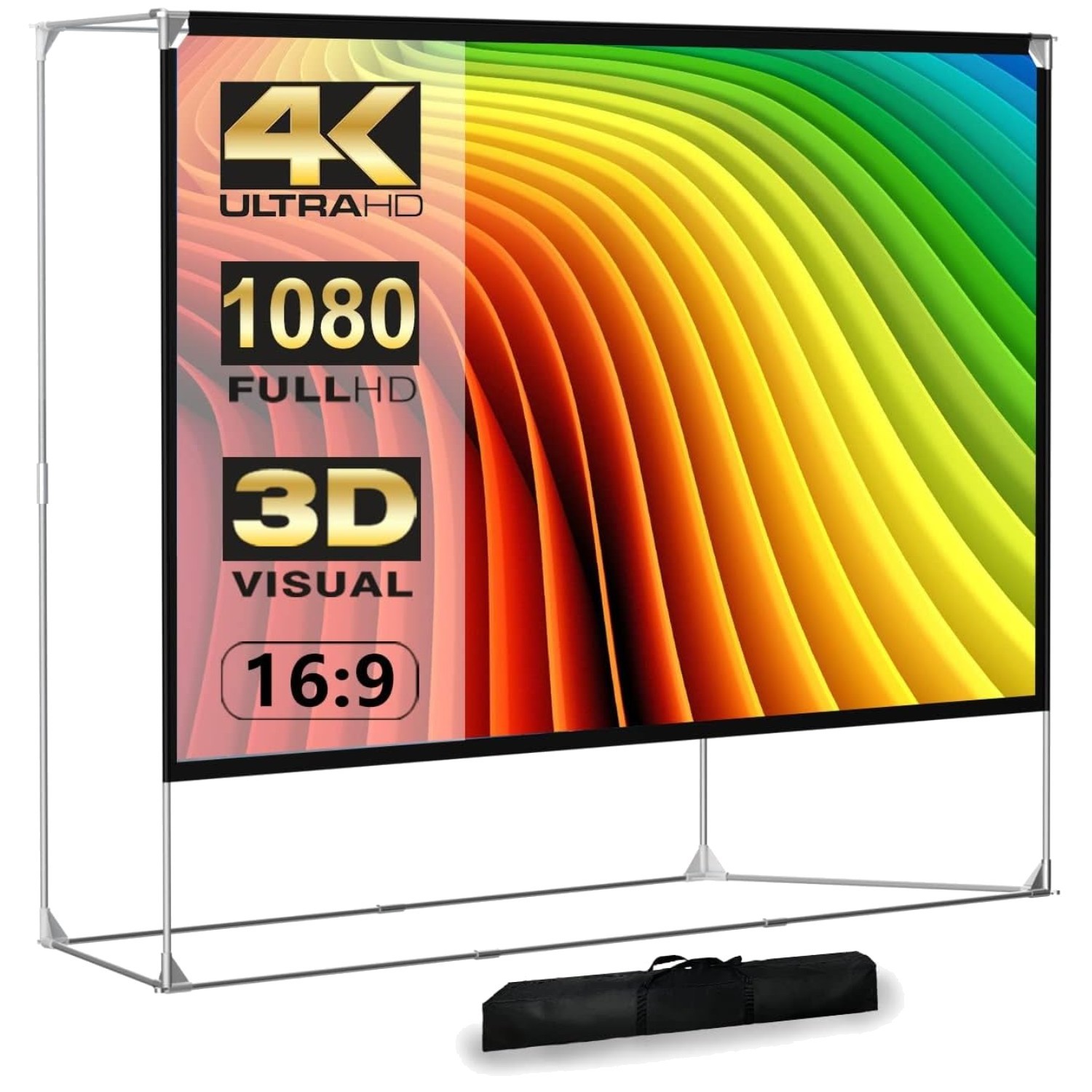 Portable 150" Projection Screen Anti Crease Design
