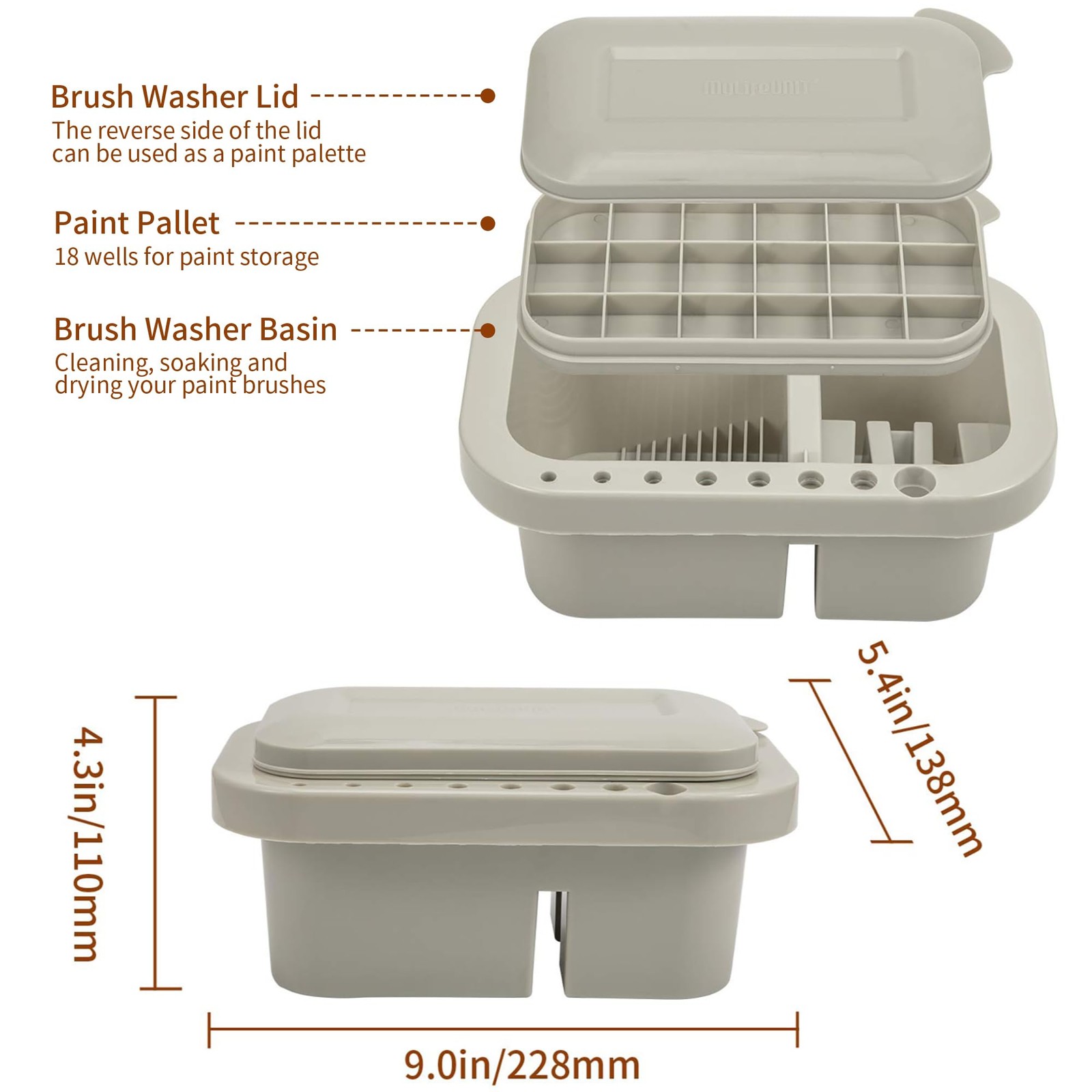 MyLifeUNIT Paint Brush Cleaner, Paint Brush Holder and Organizers with Palette