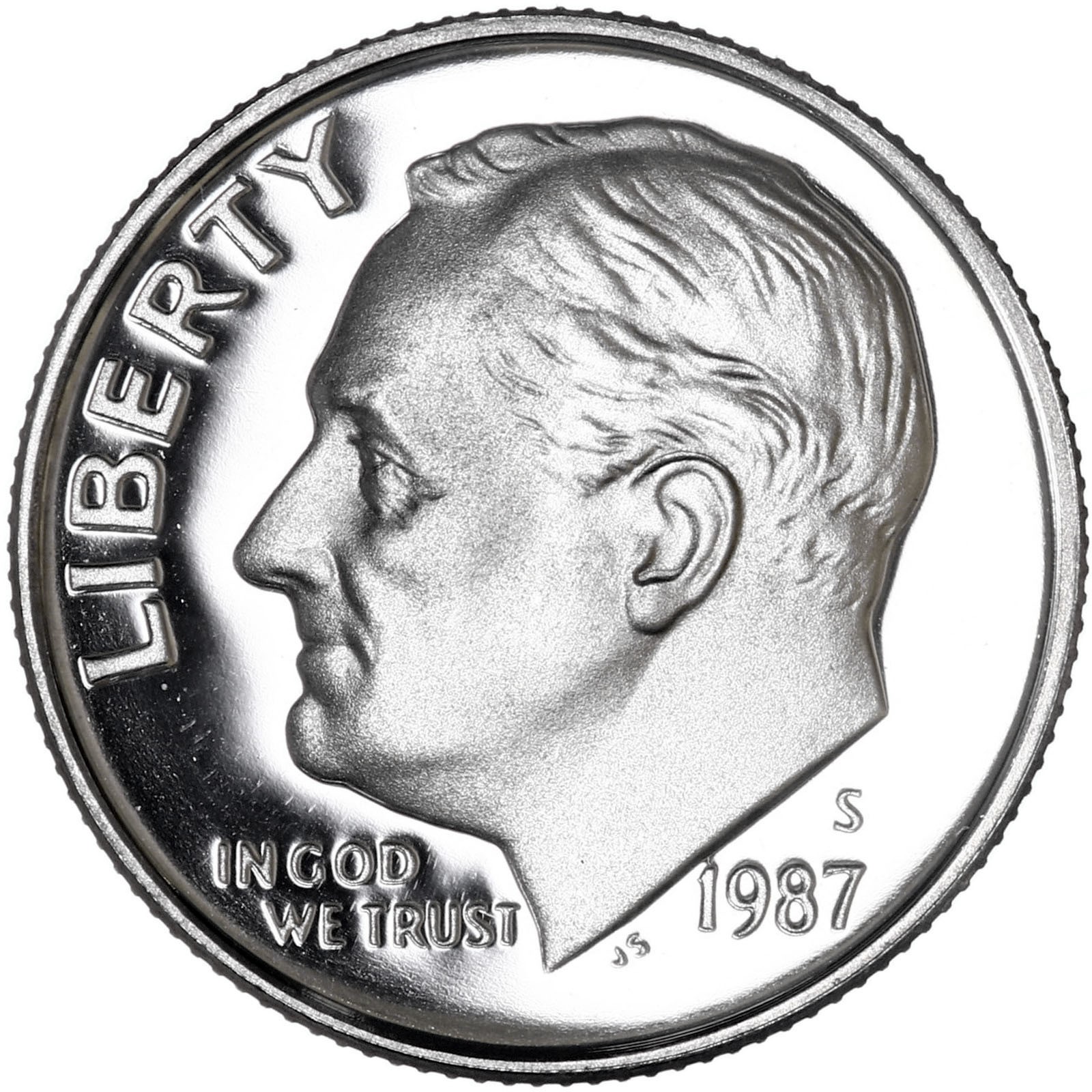 1987 S Roosevelt Dime Gem DCam Proof CN-Clad