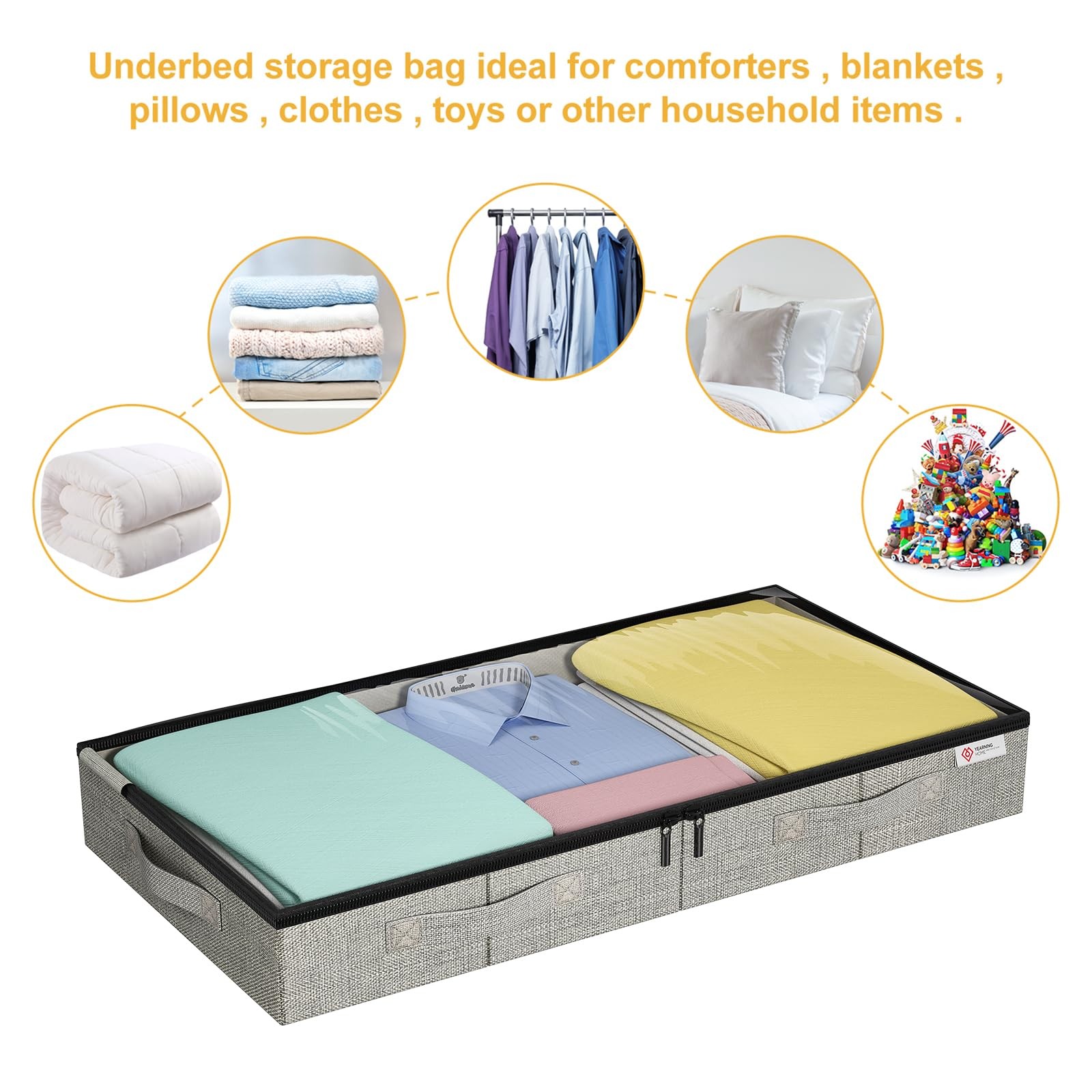 4.5 Inches Under Bed Storage Containers with Sturdy Sidewalls/Bottom 4 Pack