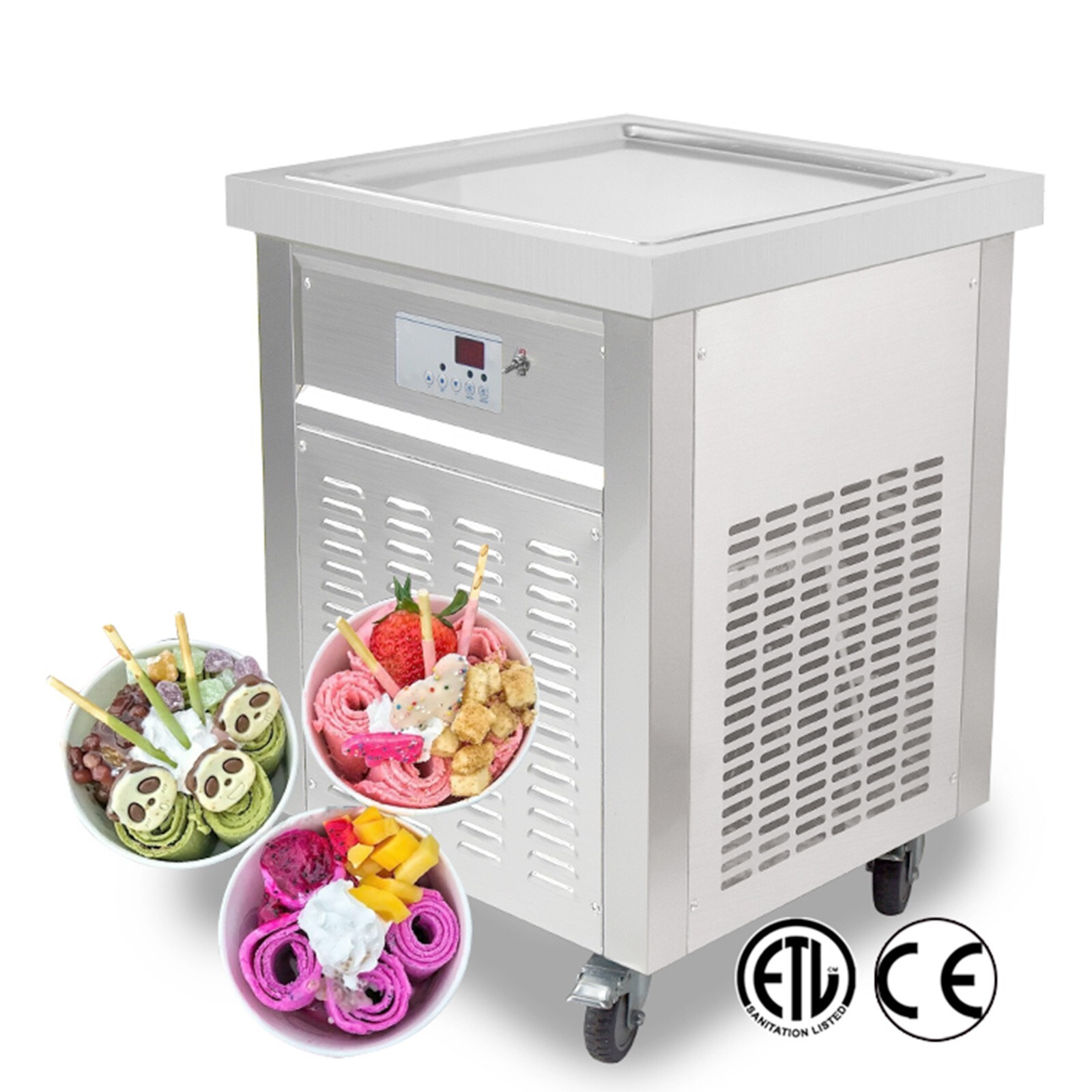 Kolice ETL 21''x21" Single Pan Rolled Ice Cream Machine Fry Ice Cream Machine