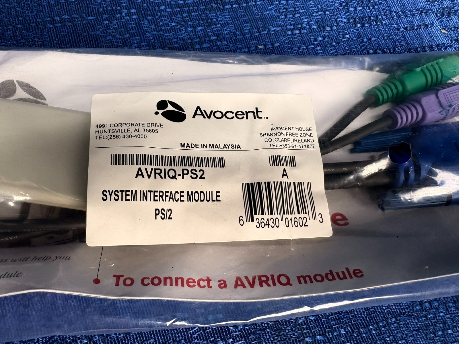 Avocent AVRIQ-PS2 System Interface Module KVM switch - NEW