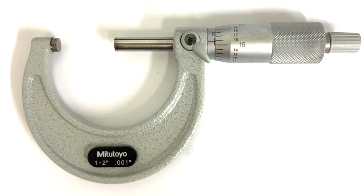 1-2" MITUTOYO OUTSIDE MICROMETER 103-178 .001 NEW RATCHET STOP CARBIDE FACE