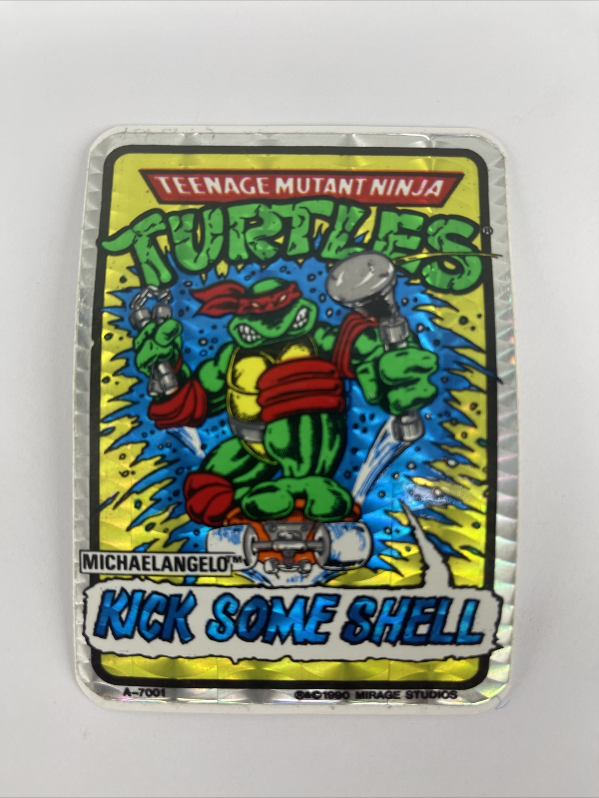 RARE 90 Ninja Turtles KICK SOE SHELL Michaelangelo Vending Machine Prism Sticker
