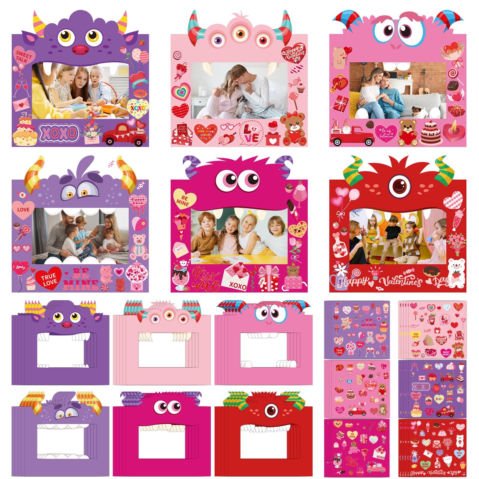 NOVWANG Picture Frame Craft Kit, 30 Pack Valentines Day DIY Photo Frame, Mons...