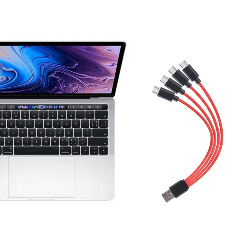 Laptop 4 in 1 Convert Wire to USB A Plug TYPE C Splitter Multiple Charging Cable