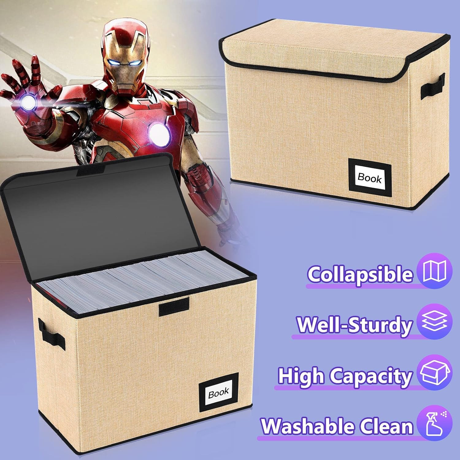 2 Pack Comic Book Storage Box, Protector Organizer, 15.8" X 7.8" X 11.8", Collap