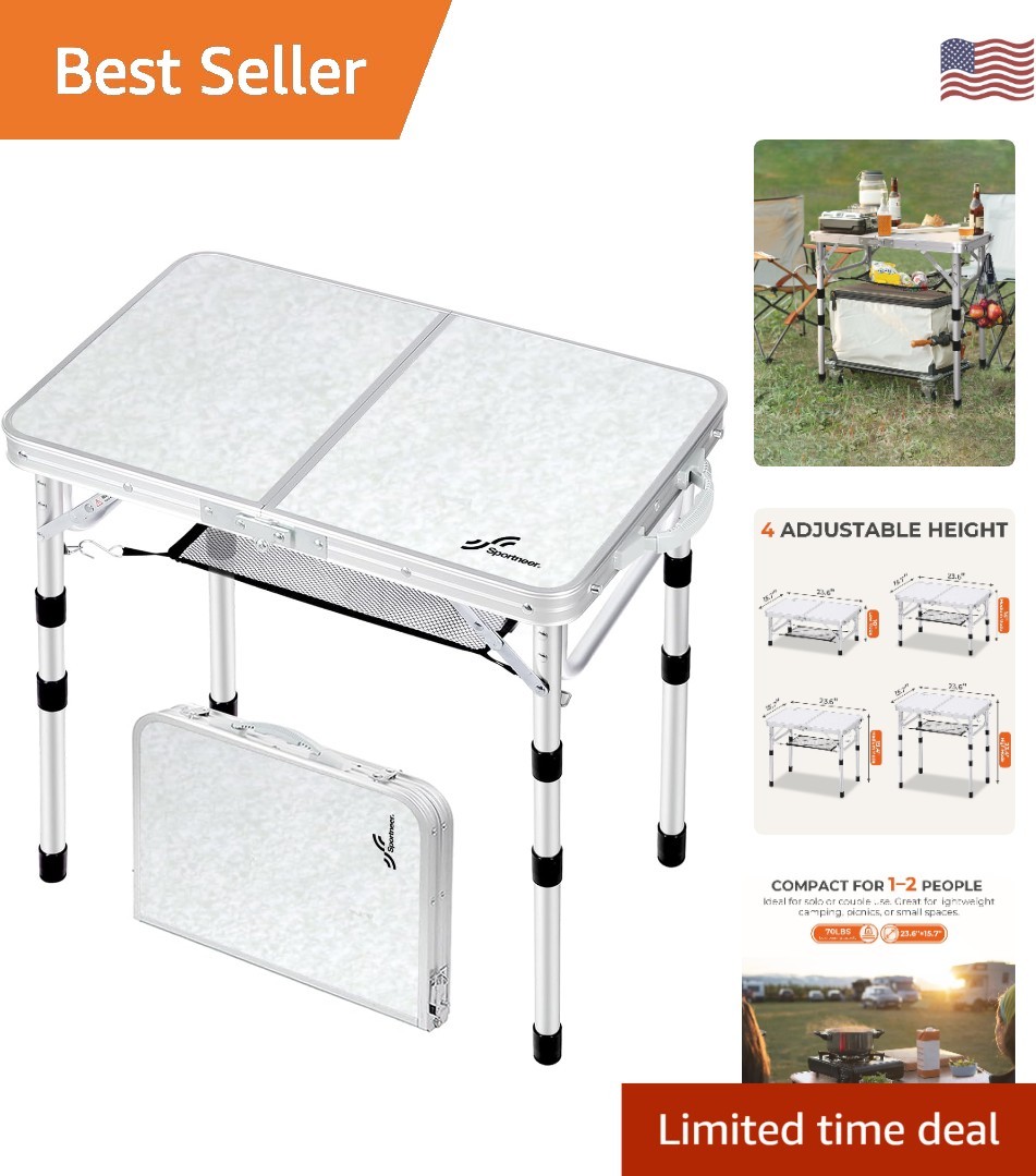 Compact Folding Camping Table with Mesh Storage - Perfect for Outdoor Gatherings