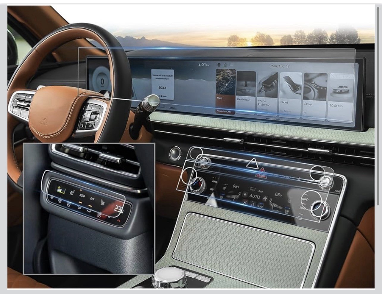 8PCS Car Screen Protector Accessories Navigation& for 2025 Genesis GV80