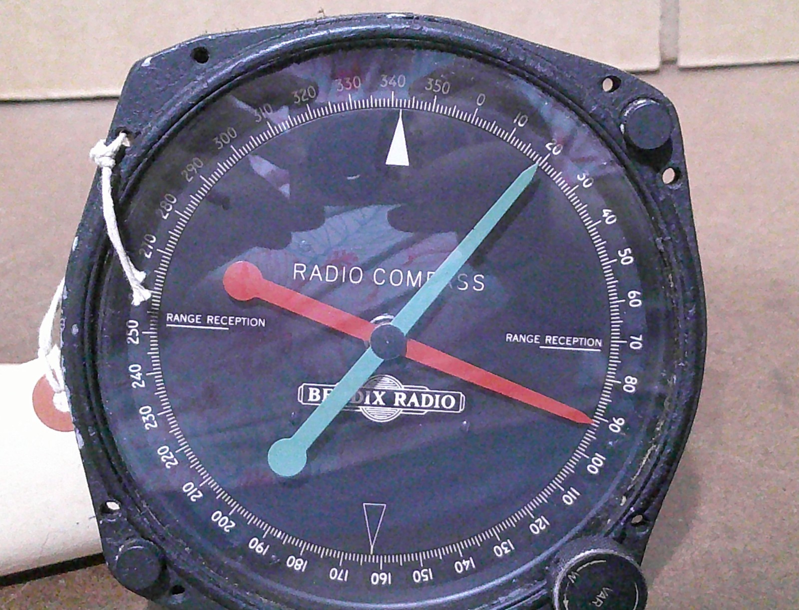 Vintage Aircraft Radio Compass Bendix Indicator P/N MN42A As Removed