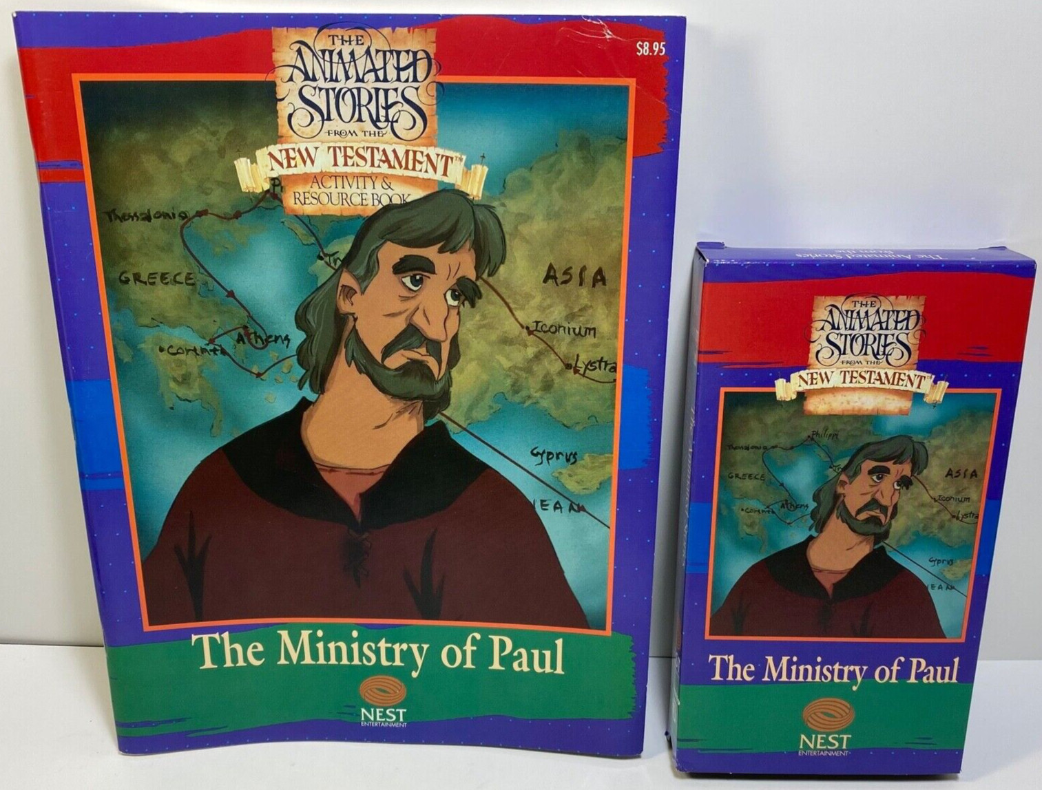 Nest Animated Ministry of Paul New Testament Lot VHS Activity Book Kids Bundle