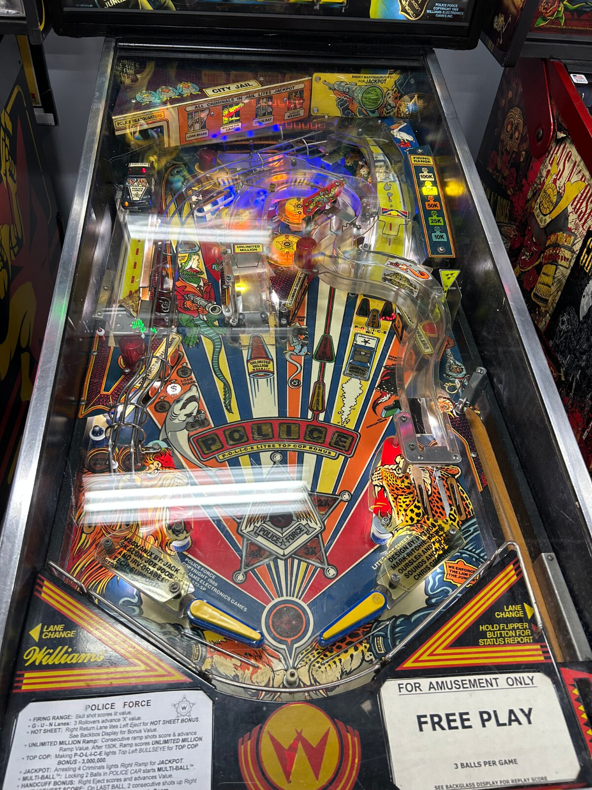 Police Force Pinball Machine by Williams 1989 - Professionally Refurbished