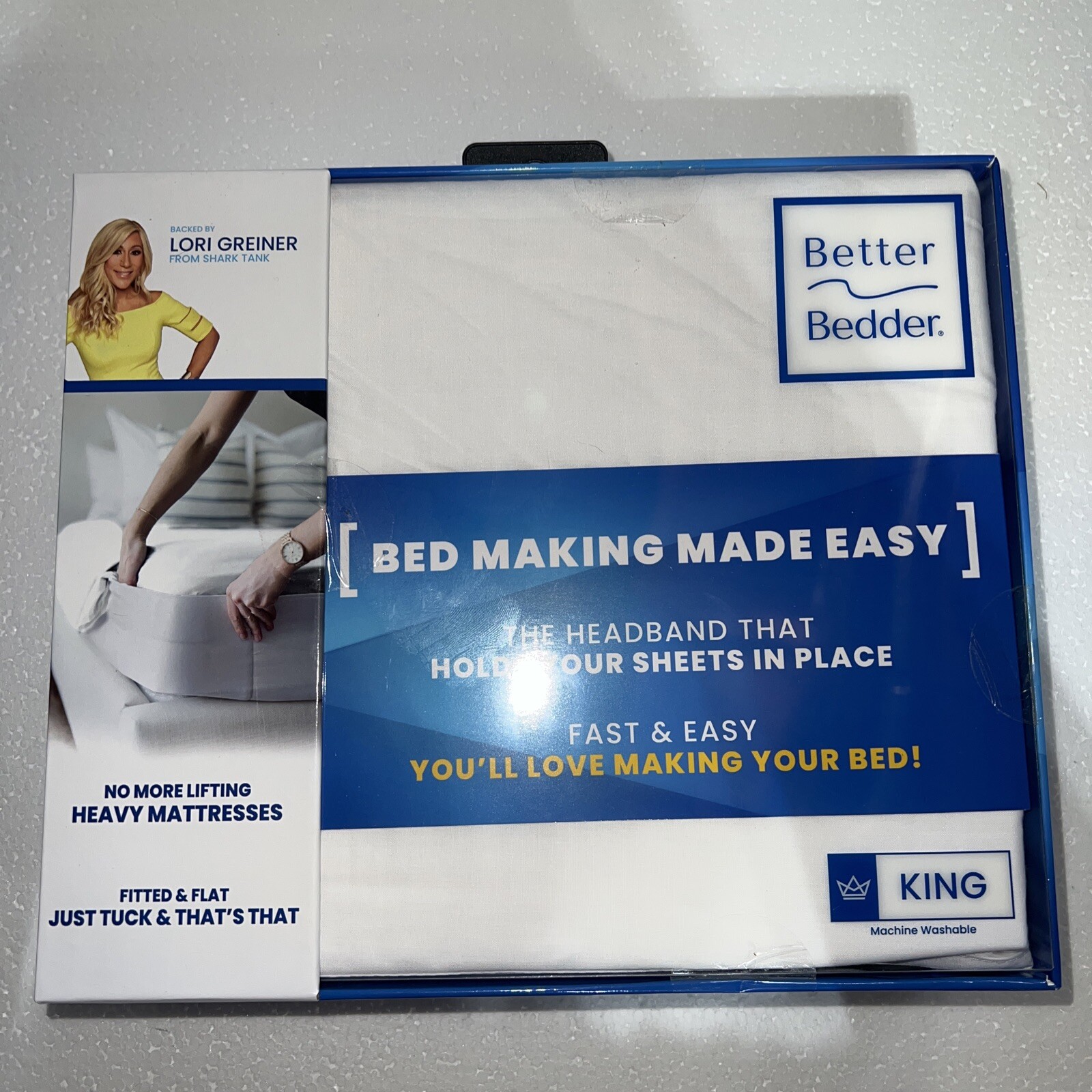 Better Bedder Bed Fitted Sheet - White, King Size, Backed By Lori Greiner New