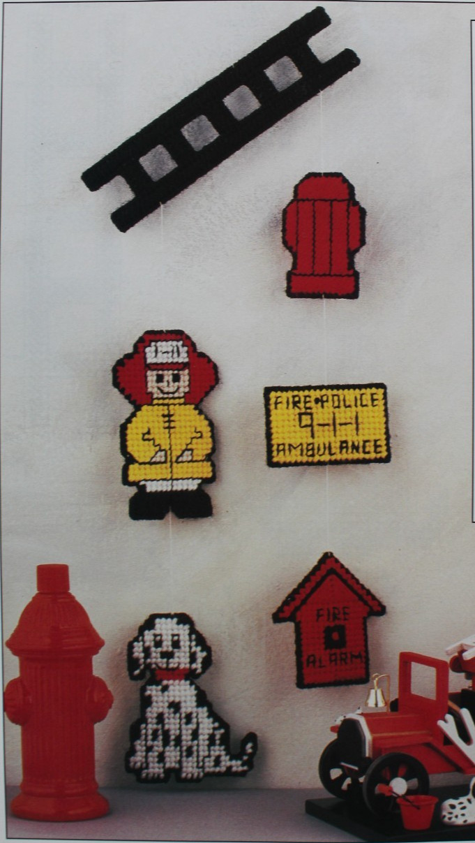 Fire Scene Mobile Annies Plastic Canvas Club Pattern 1993