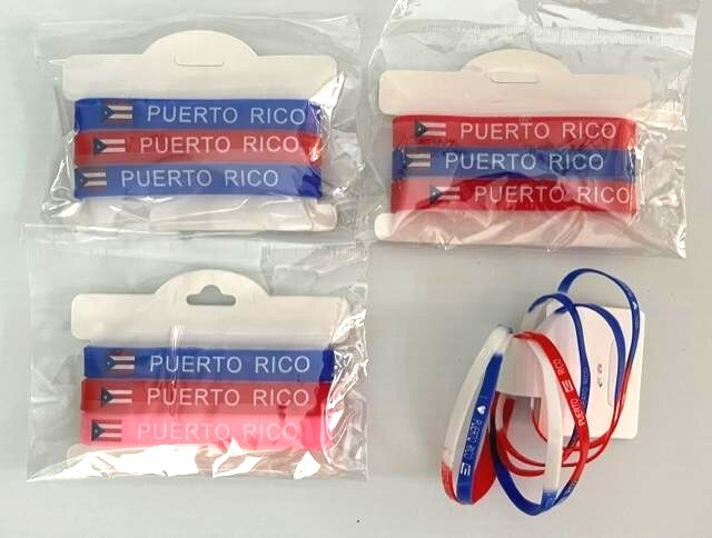 PUERTO RICO RICAN FLAG wrist UNISEX THREE RUBBER BANDS BRACELET SOUVENIR ONESIZE