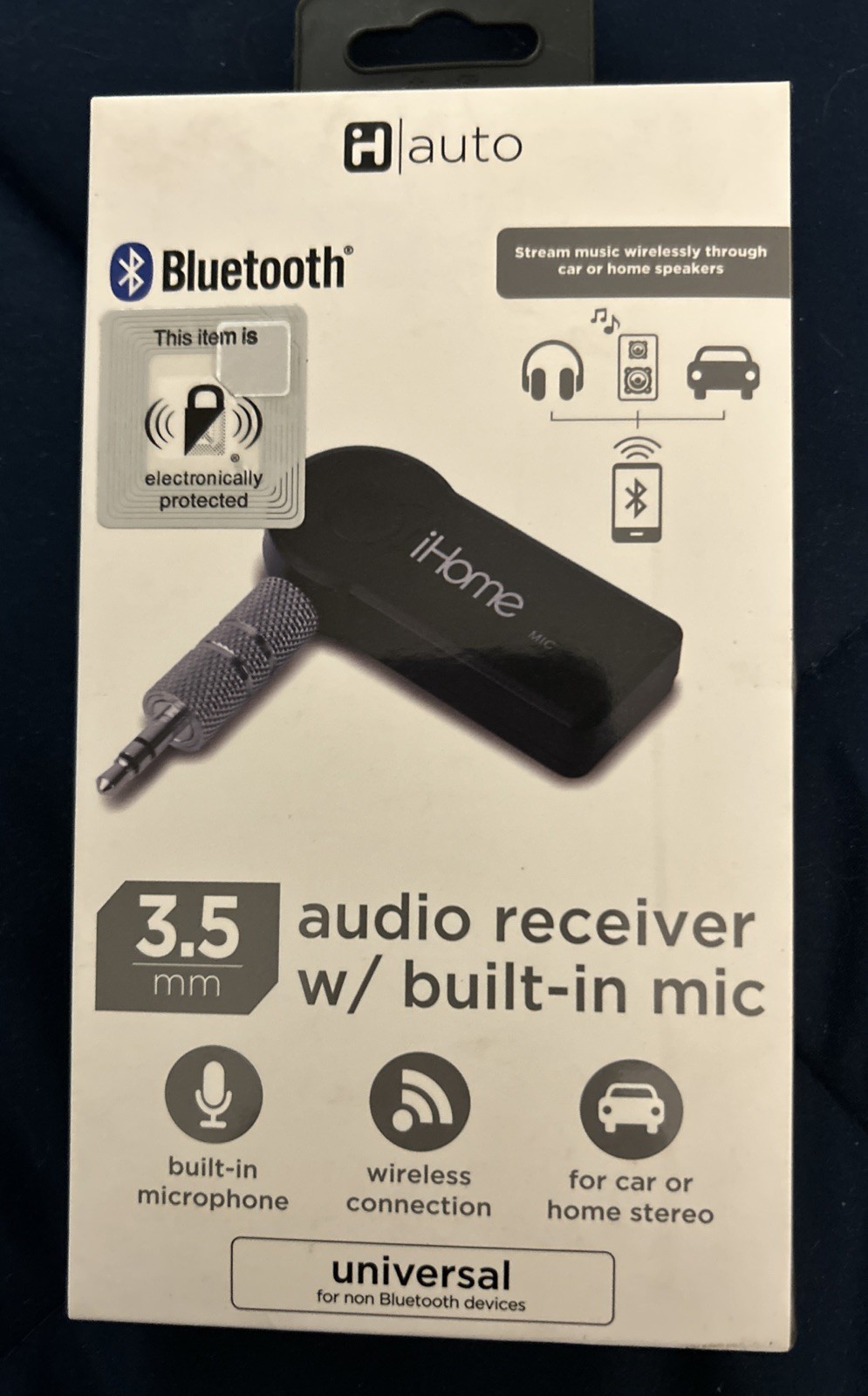 Ihome Bluetooth 3.5mm Audio Reciever with built in MIC