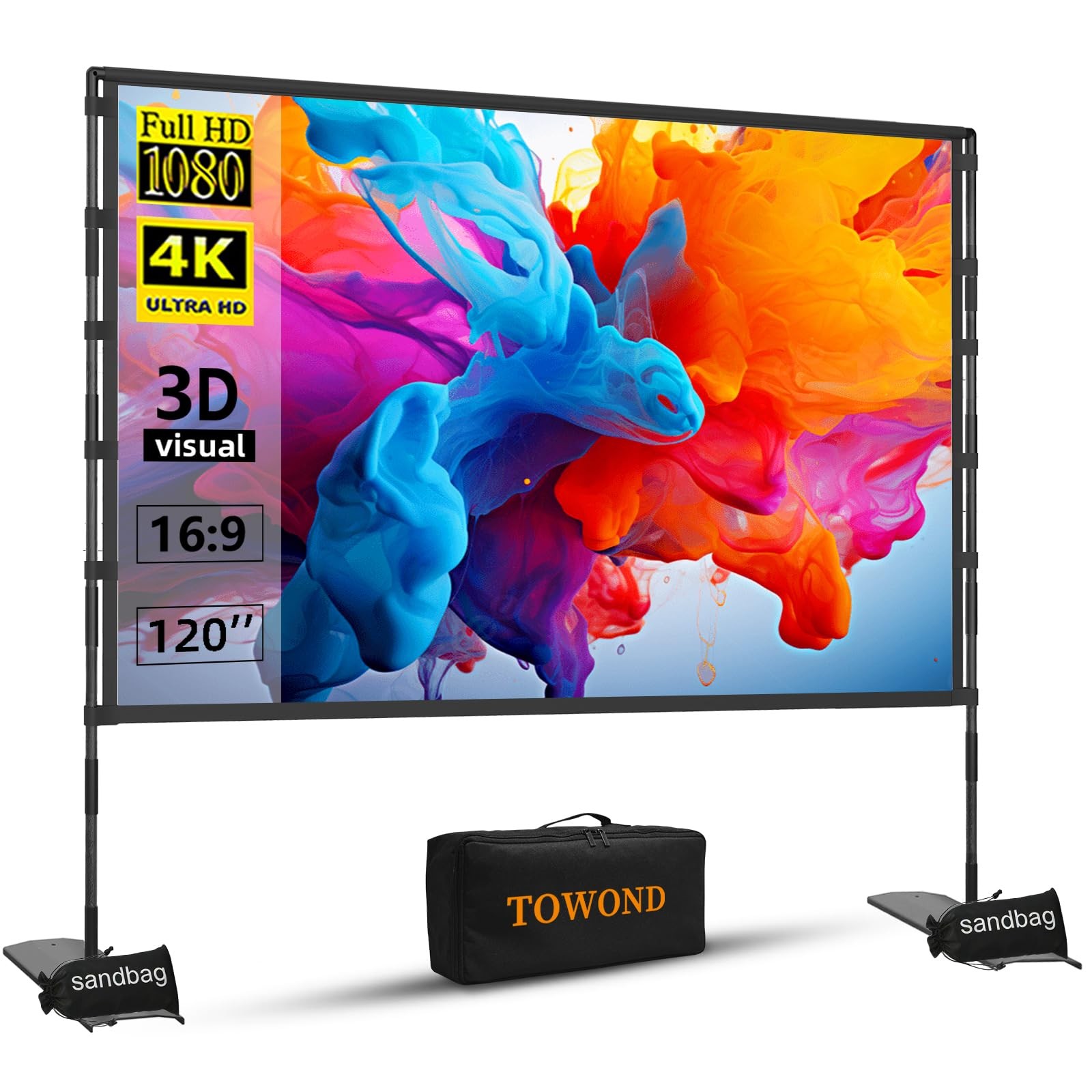 Projector Screen and Stand 120 inch Outdoor Projector Screen