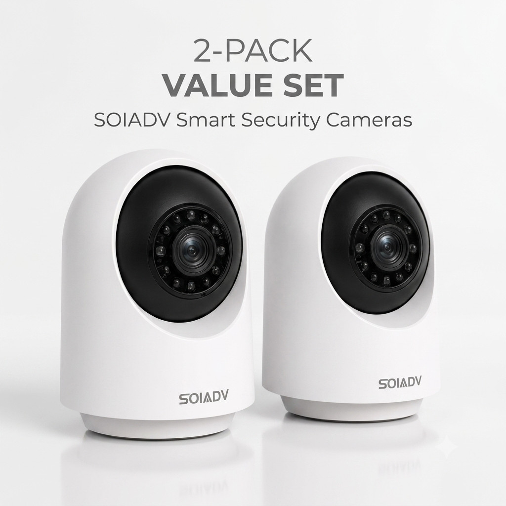 SOIADV WiFi Security Camera Indoor 360° AI Movement Detection Cloud/SD 2PACK