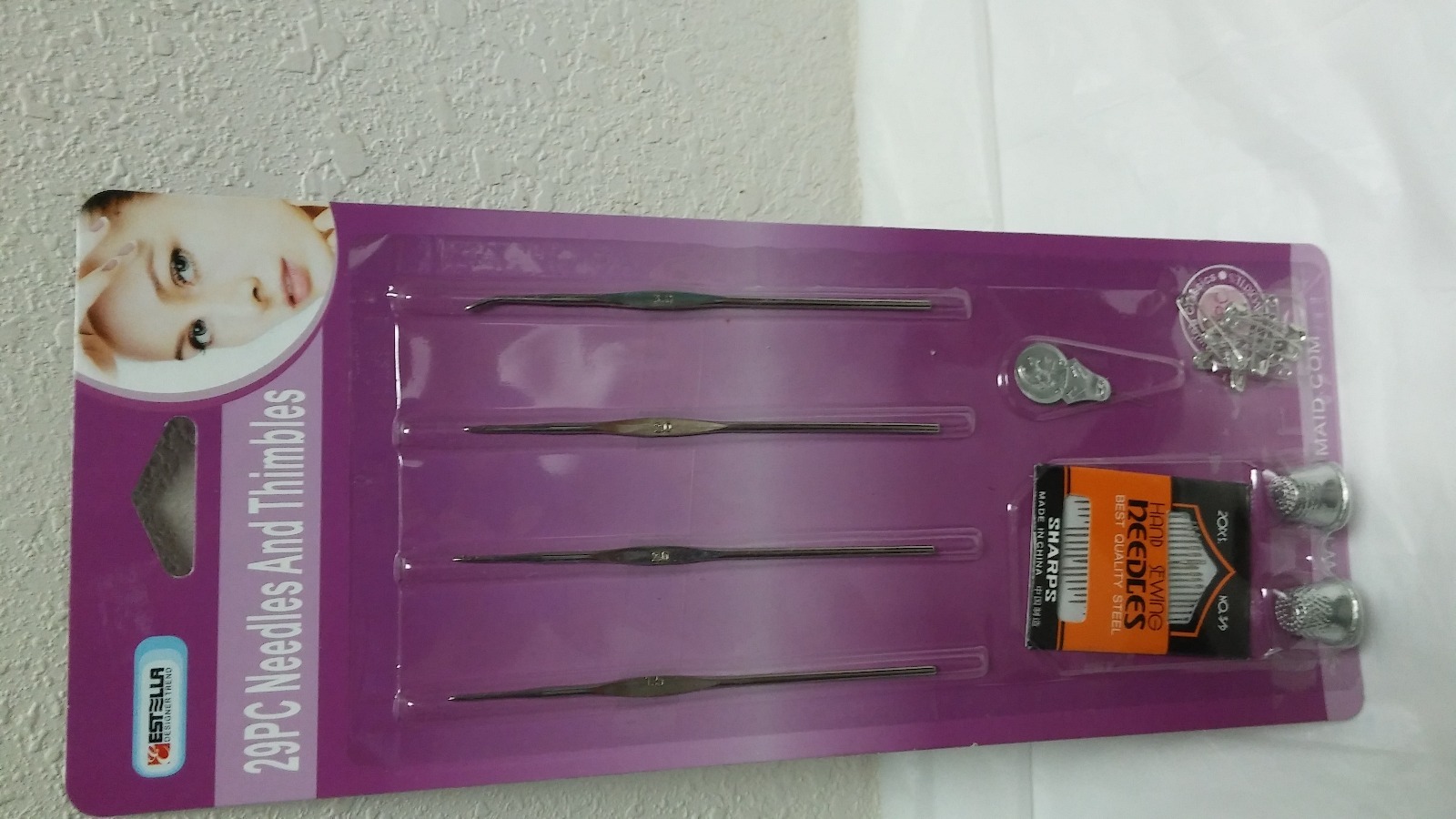 29 Pcs needles and thimbles set extra long large needles
