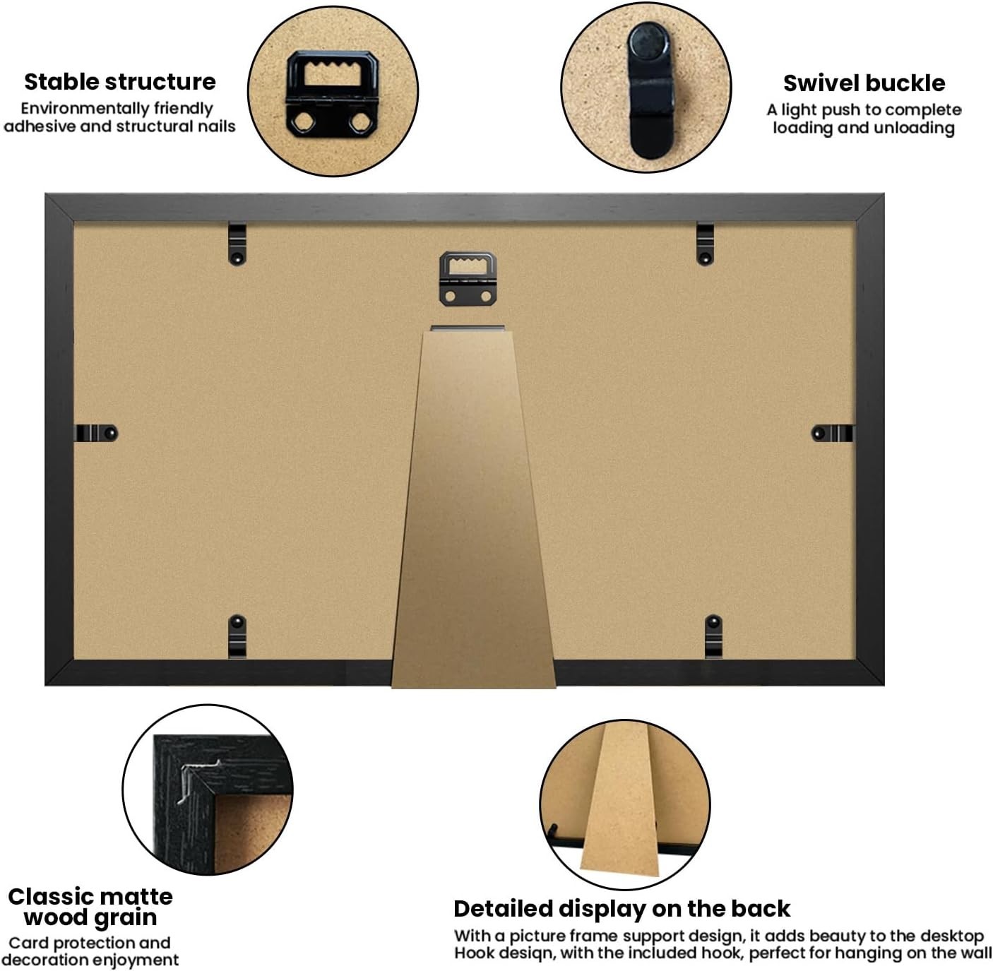 Sports Card Display Frame with Tempered Glass, Wall Mount or Tabletop Trading...