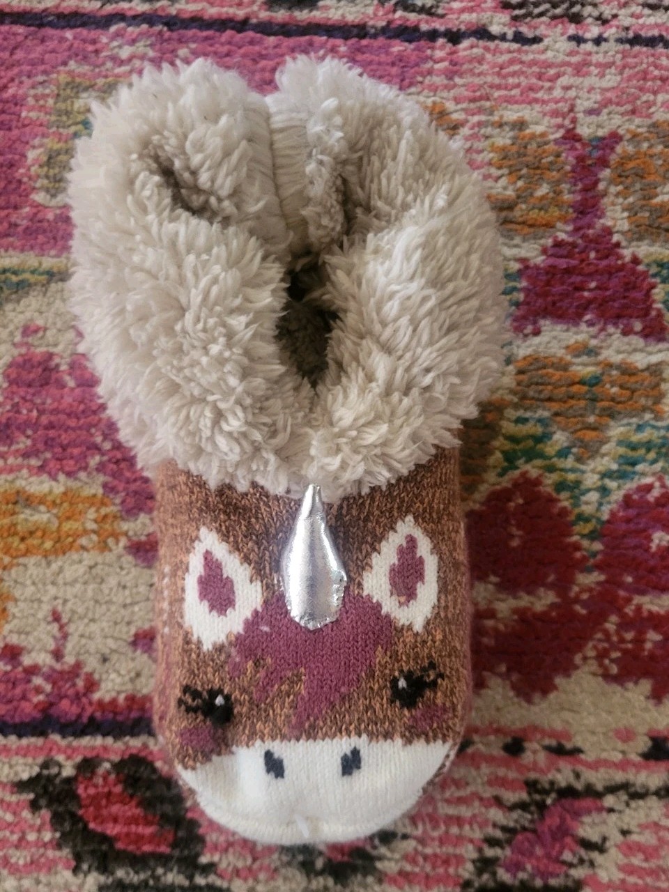 new nwt womens cozy slippers shoe size 4-10  faux fur unicorn socks winter warm