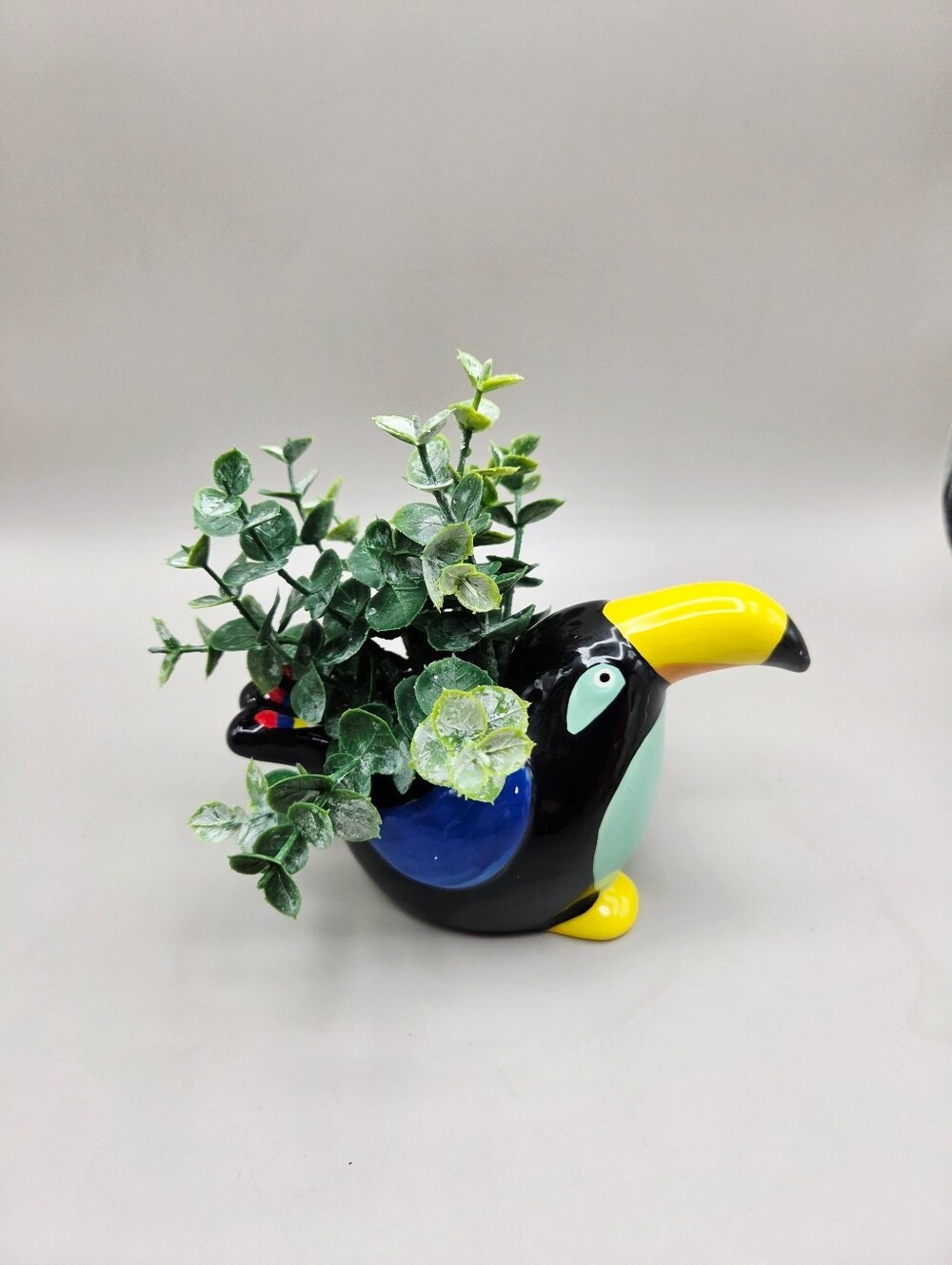 Toucan Ceramic Colorful Planter, NWOT