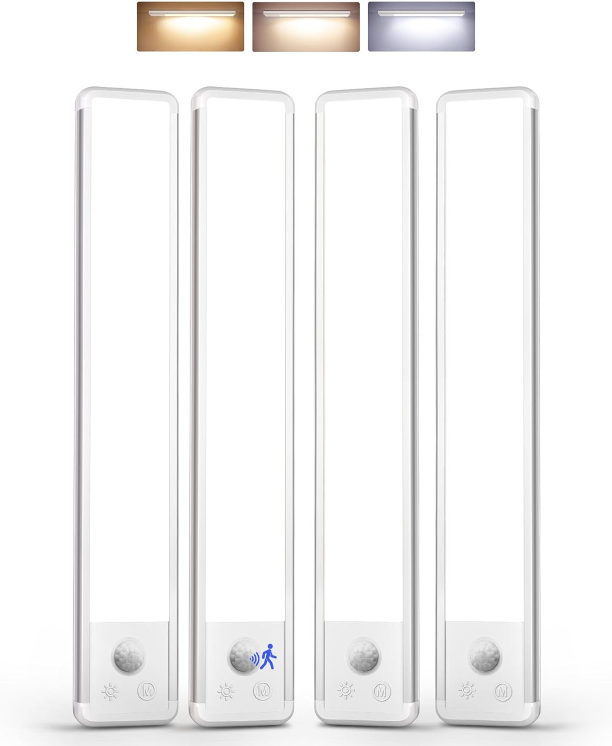 11.8-Inch under Cabinet Lighting, 2400Mah Rechargeable Motion Sensor Light, 3 Co