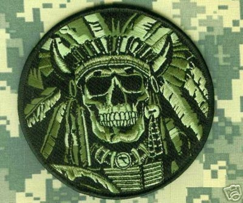 TALIZOMBIE© WHACKER ALLIED COALITION OPERATOR burdock PATCH: Skull Indian Chief