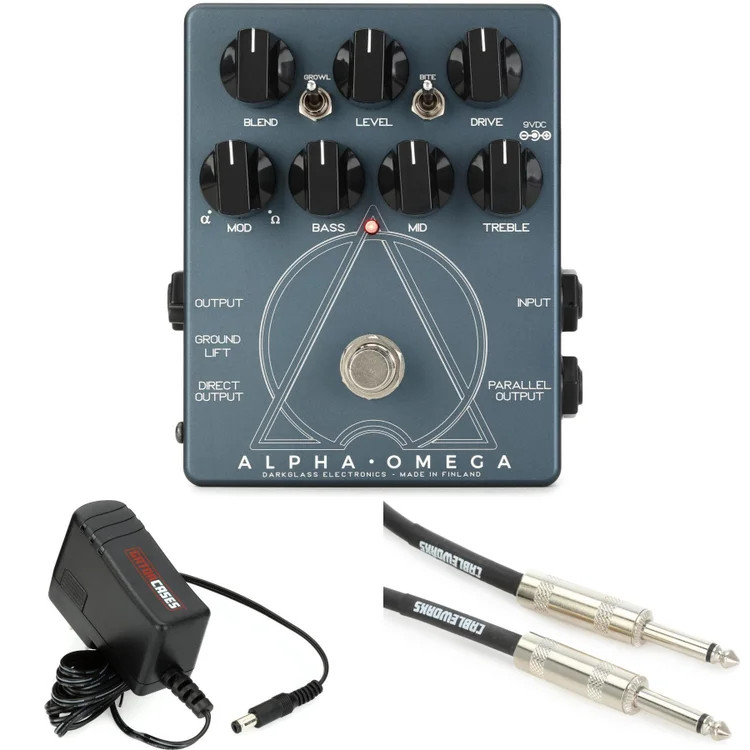 Darkglass Alpha Omega Dual Bass Preamp/OD Pedal with Power Supply and Cable