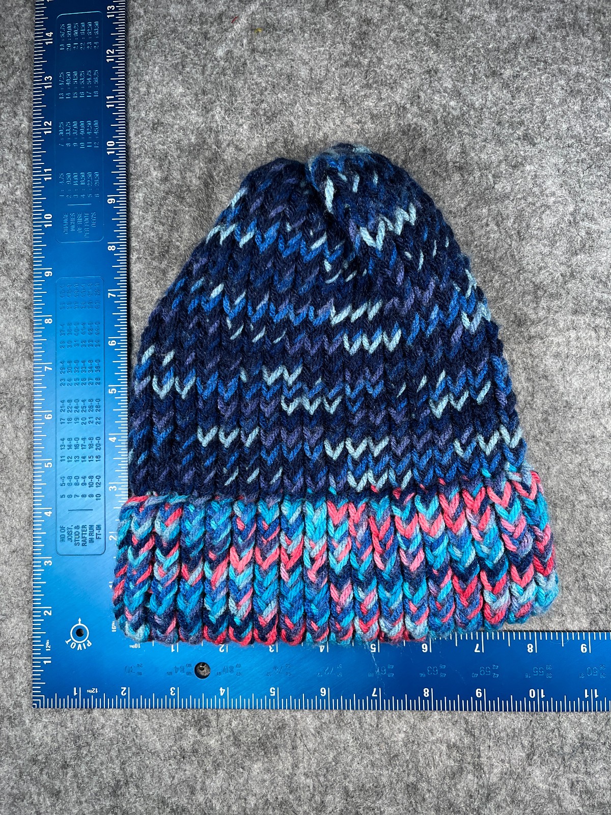 Handmade Beanie Toque Adult One Size Blue Pink Knit Crochet Acrylic Ski