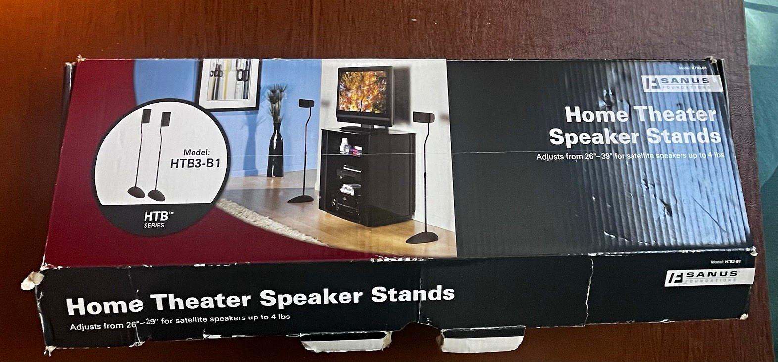 SANUS HTB3-B1 Adjustable Home Theater Speaker Stands 26-39in Black