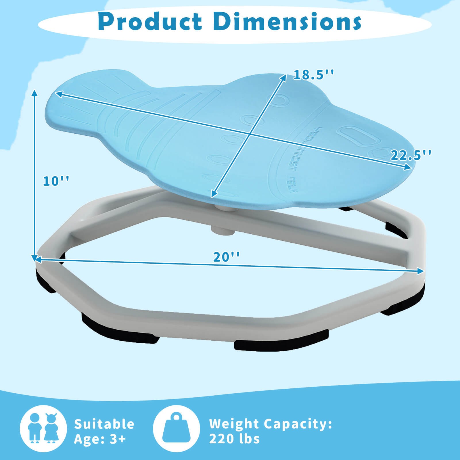 Kids Sensory Swivel Chair w/Non-Slip Metal Base for Autistic Kids Indoor Outdoor