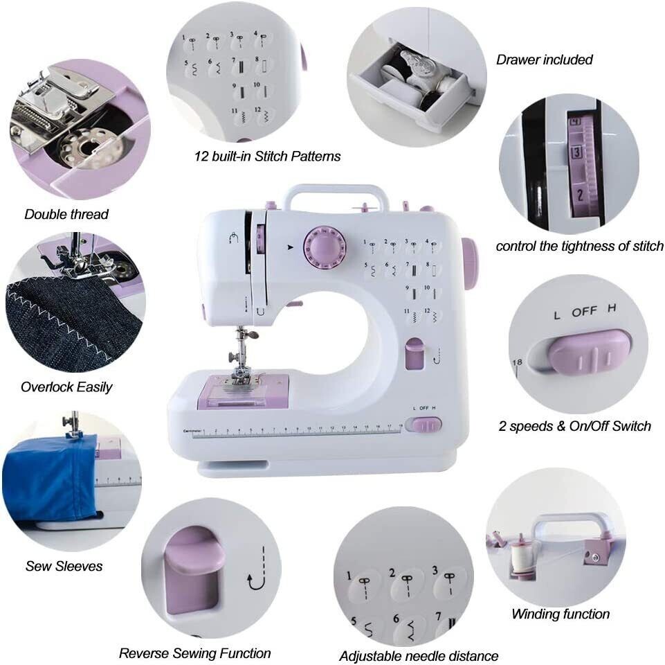 Electric Sewing Machine Portable Crafting Mending Machine 12 Built-In Stitches