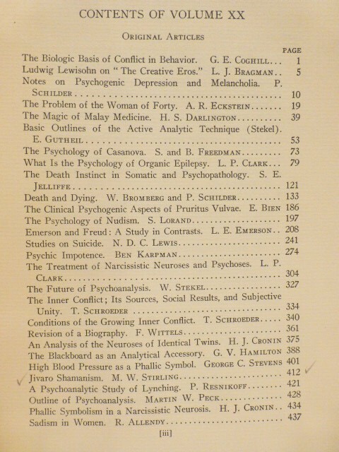 Psychoanalytic Review - Oct. 1933 Volume XX, No.4