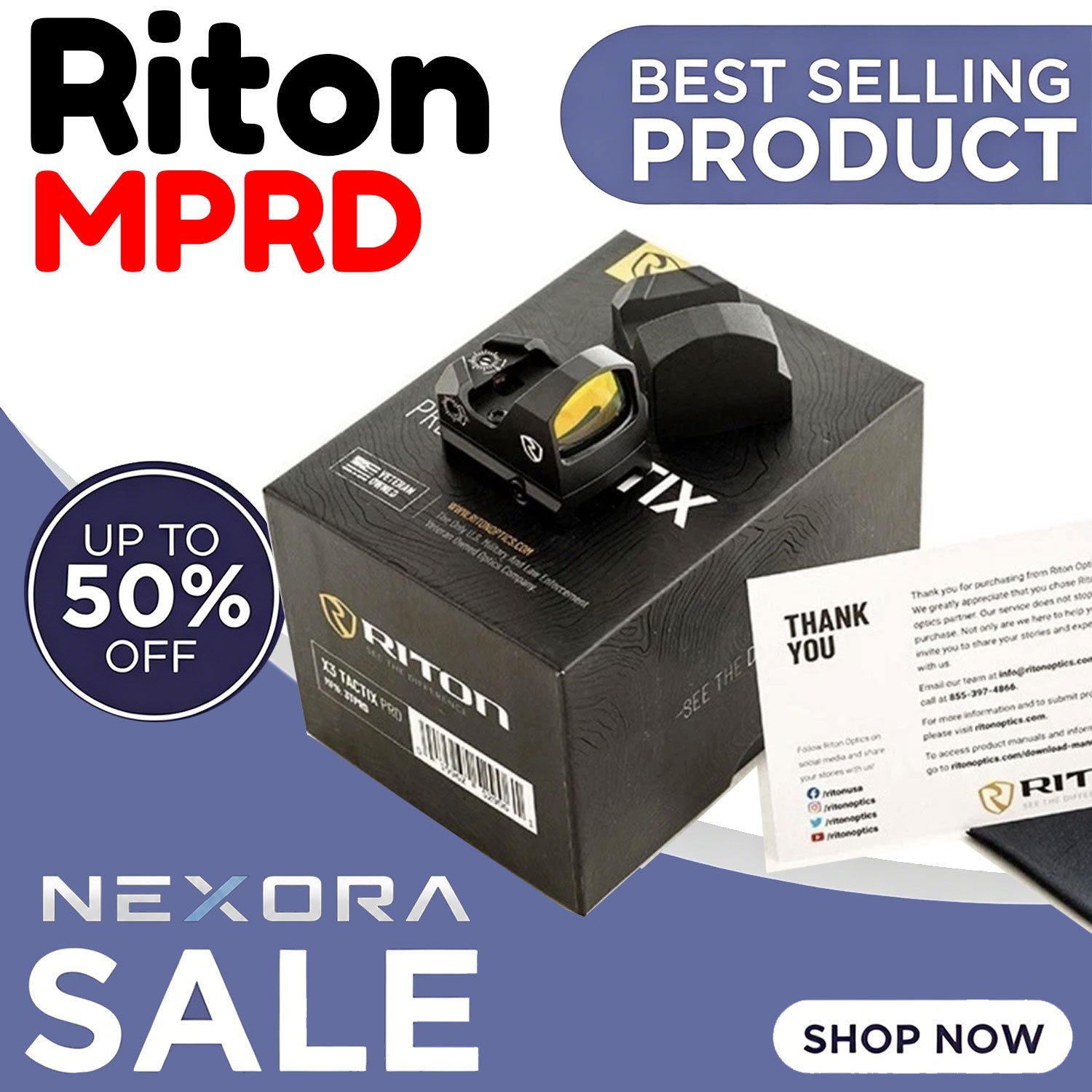 New Riton X3 TACTIX PRD/MPRD Micro Optic 3 MOA Red Dot Fit RMR/RMSc Footprint