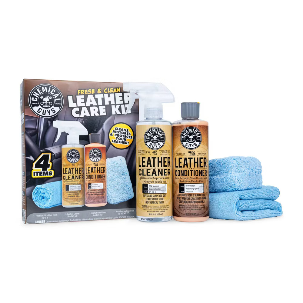 Chemical Guys Kit (4 Piece) Leather Kit: Automotive Leather Cleaner