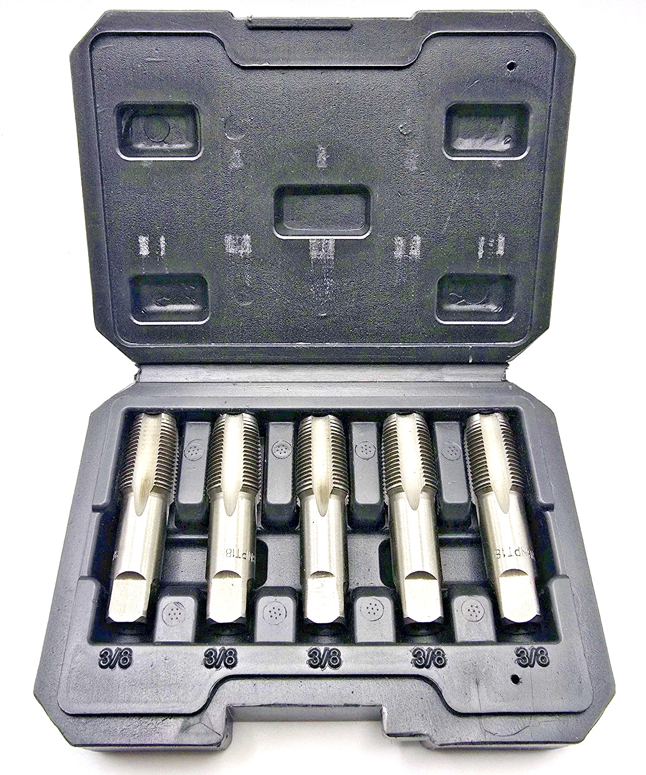 3/8" NPT18 Pipe Tap Set Of 5, Carbon Steel 3/8-18NPT with Case DKIBBITH