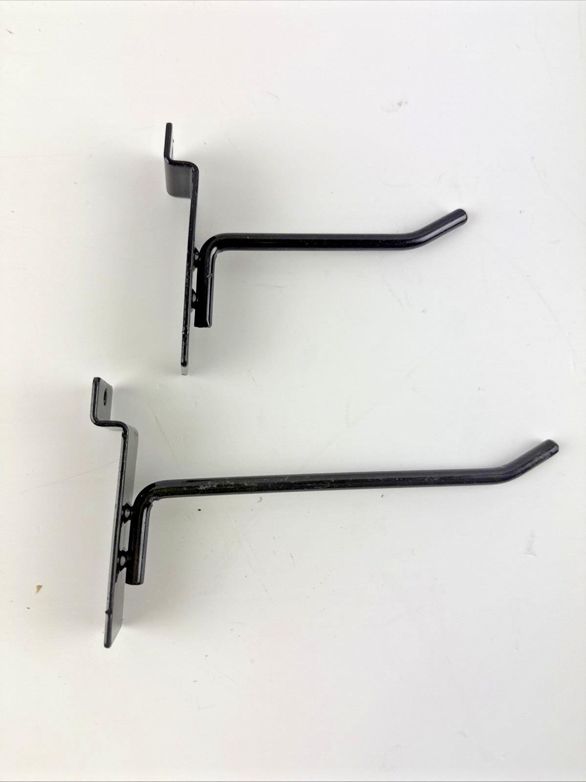 SLATWALL 4"and 6" BLACK  PEG HOOKS LOT OF 48 PCS,24 4", 24 6" used
