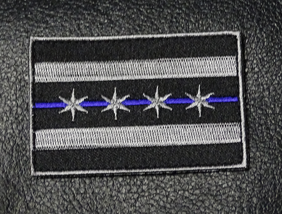 CHICAGO ILLINOIS FLAG POLICE BLUE LINE HOOK PATCH [3.0 X 2.0 -CF11]