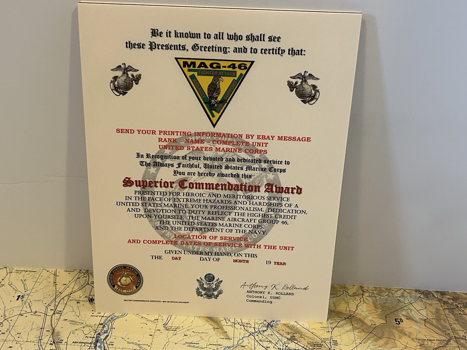 U.S.M.C. / MARINE AIRCRAFT GROUP 46 - SUPERIOR COMMENDATION AWARD