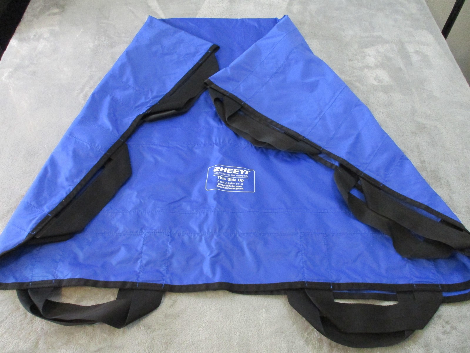 ZHEEYI Blue Patient Transfer Lift Sheet 62x40 Nylon Multi Handle Portable