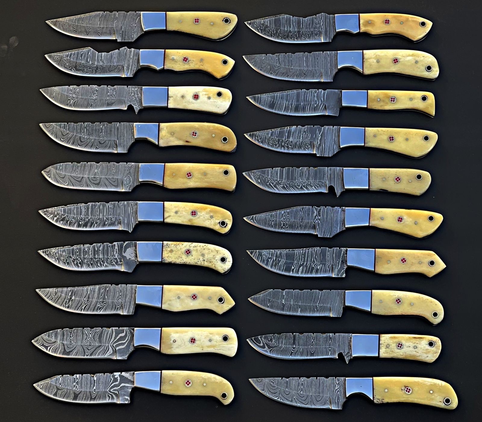 LOT OF 20 HANDMADE CUSTOM DAMASCUS STEEL HUNTING FULL TANG SKINNERS KNIFE