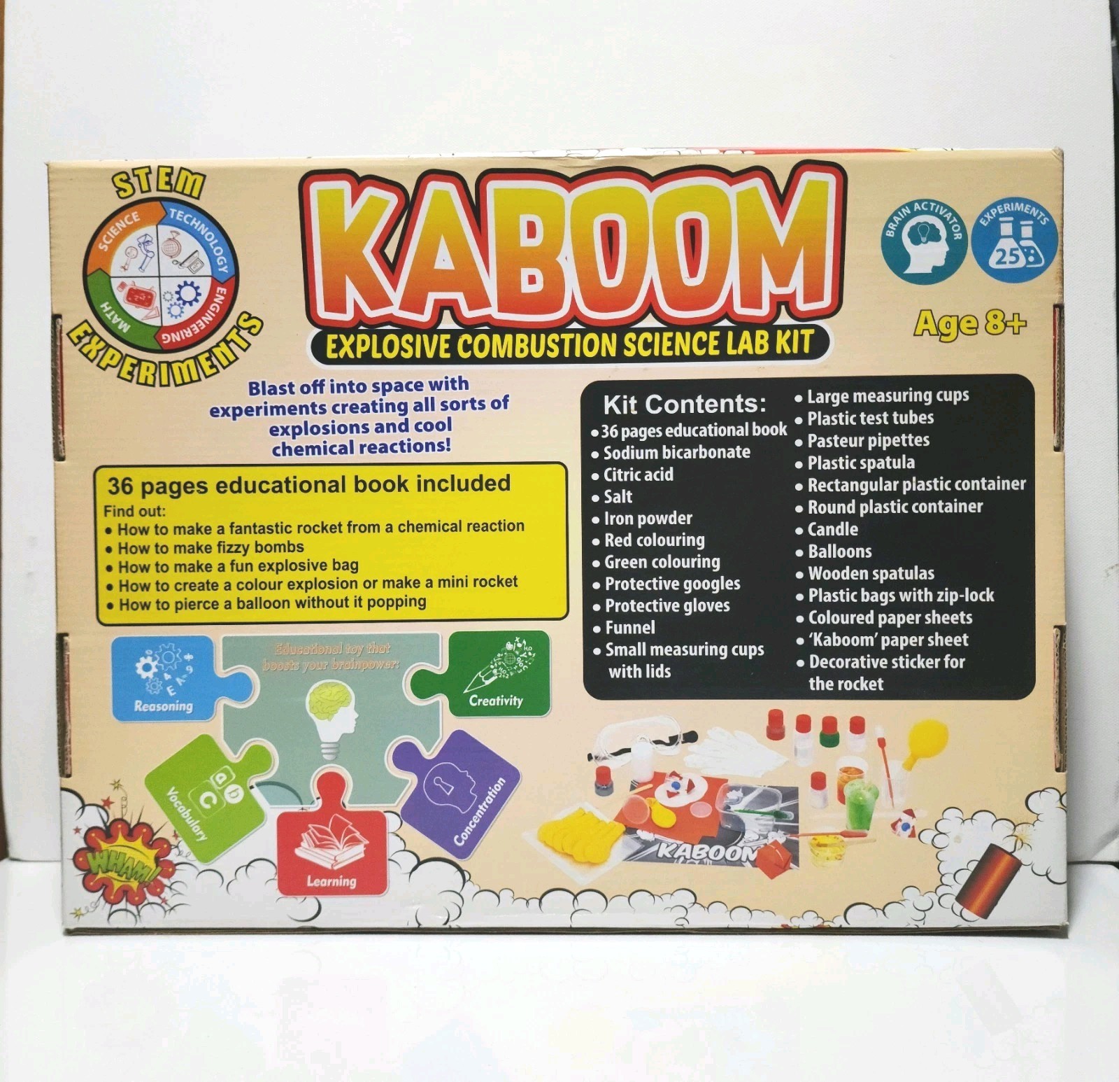 Playz Kaboom Explosive Combustion Science Lab Kit STEM 25 Experiments Open Box